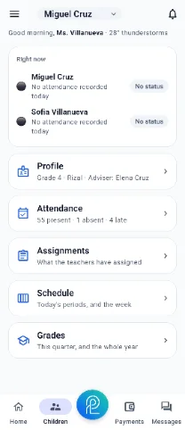 ParentLINK app — Multiple students