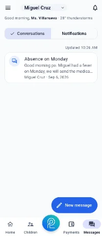 ParentLINK app — Teacher chat