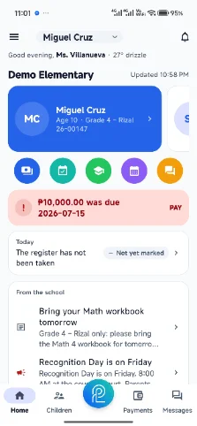 ParentLINK app — Home feed